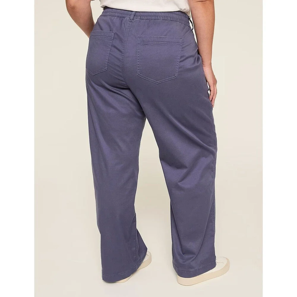 Lane Bryant Pull-On Super-Soft Straight Leg Chino Pants Women 20 Sateen Blue NEW